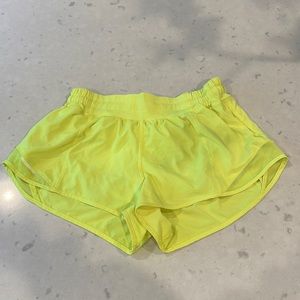 Lululemon NEON yellow hotty hot shorts